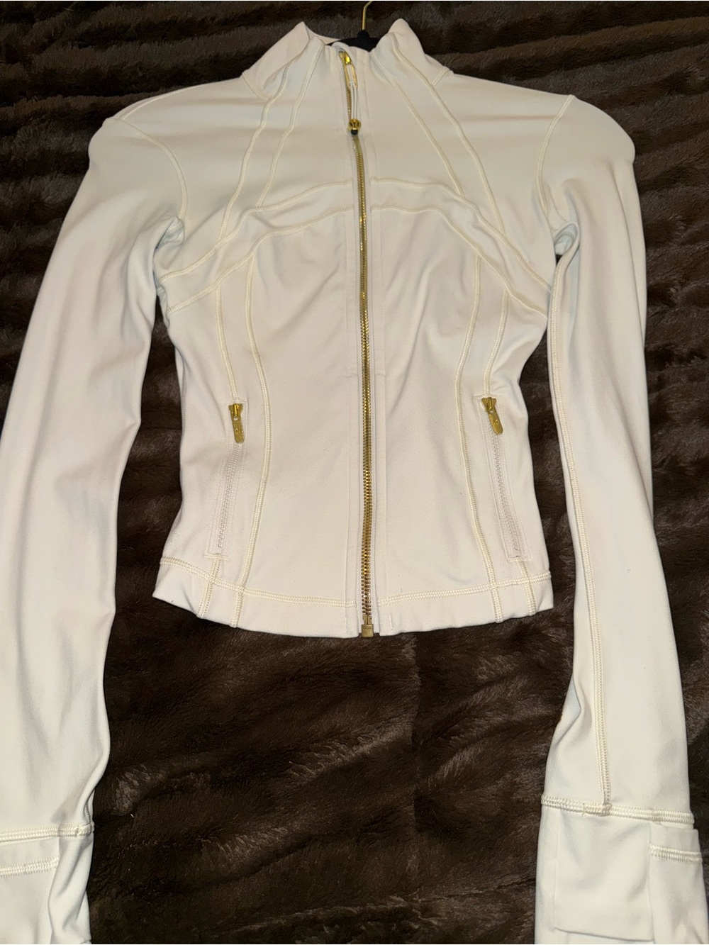 Lululemon Define Cropped Jacket Light Ivory/Gold Size 0